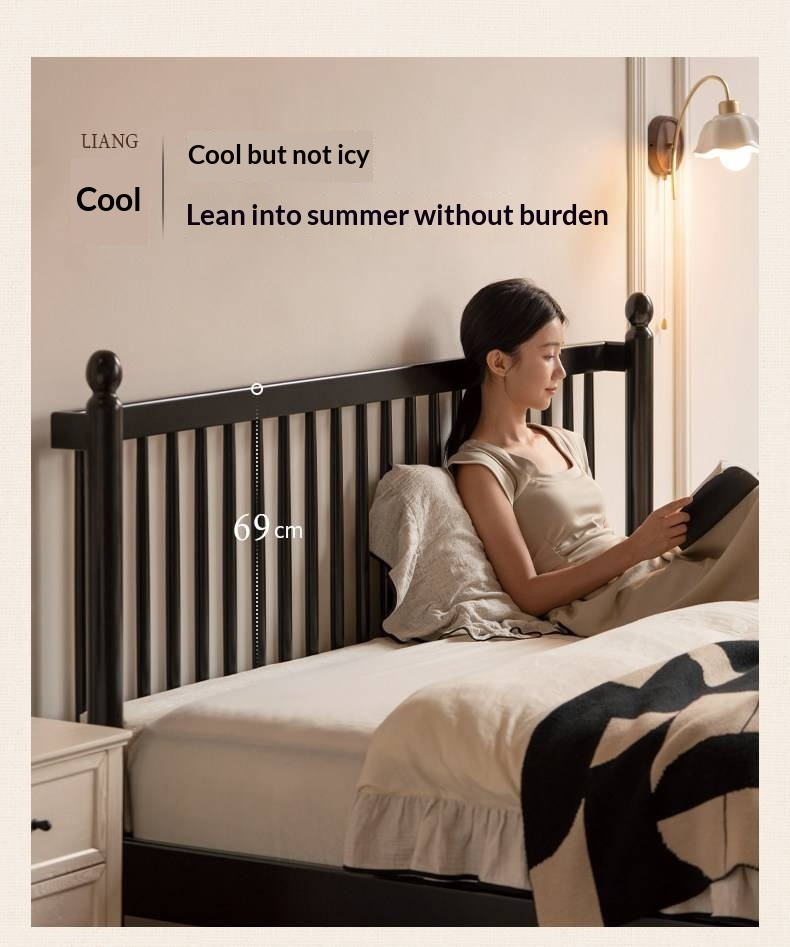 Rubberwood Solid Wood  French Retro Soft Bed