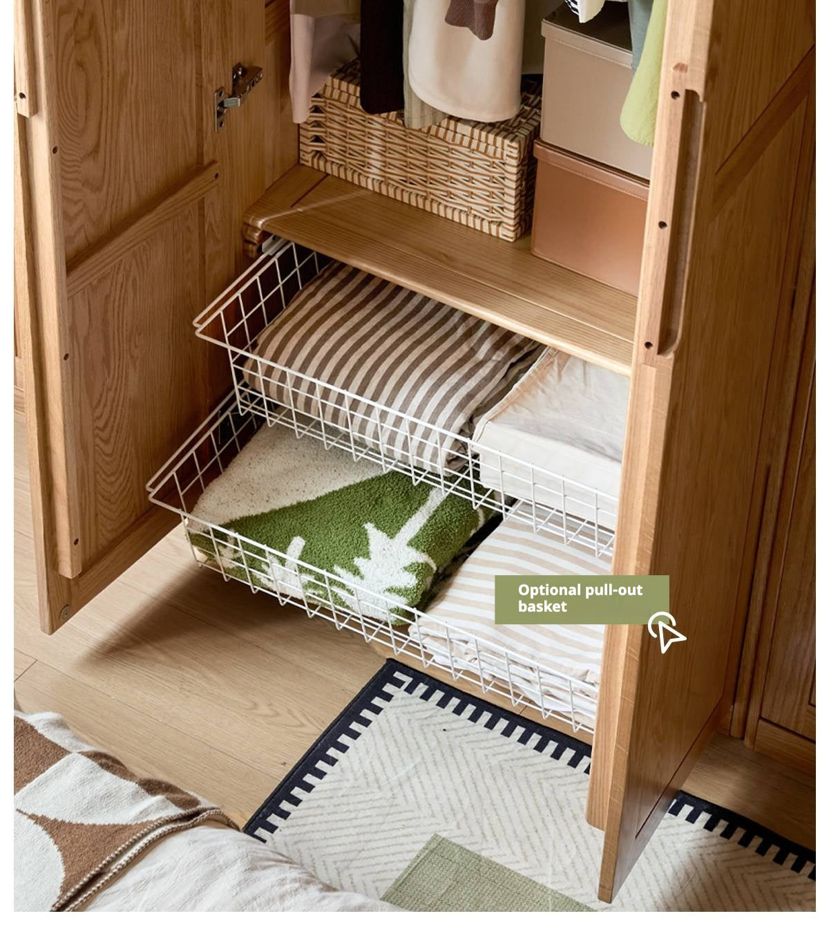 Oak Solid Wood Wardrobe Sliding Door.