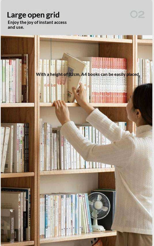 Oak, Ash Solid Wood Wall-To-Wall With Seat Combined Bookshelf