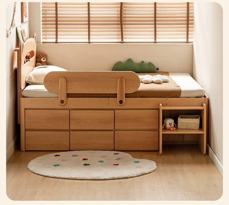 Beech Solid Wood Children's Night Light Storage Loft Bed