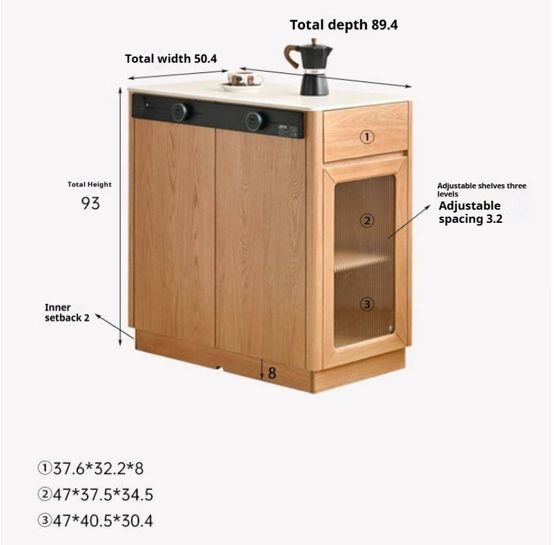 Oak, Beech Solid Wood Modern Rock Plate Island Table