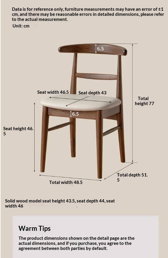 4 pcs -Black Walnut Solid Wood Dining Chair, Curved Back Scandinavian
