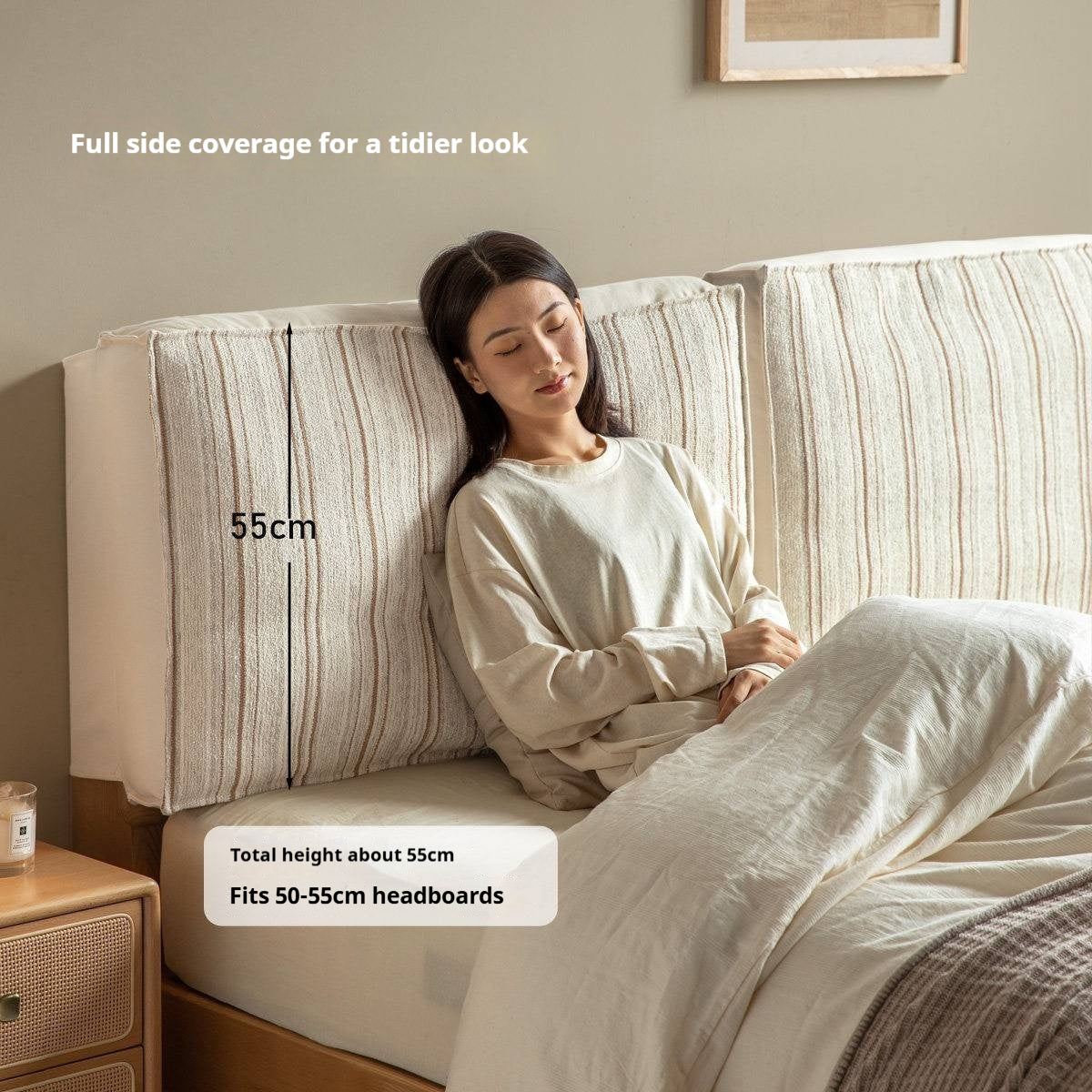 Fabric Bed Headboard Pillow with Large Removable Backrest Cushion