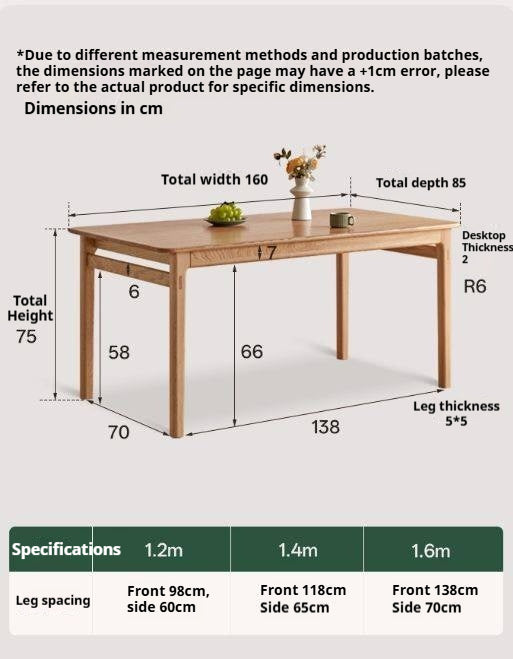 Oak Solid Wood Modern Minimalist Long Dining Table