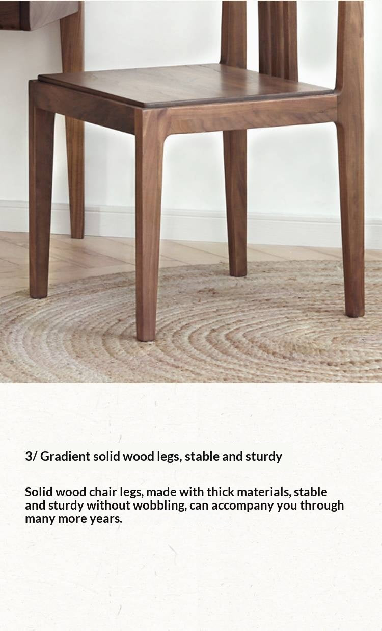 Set 4 pcs Black Walnut, Ash Solid Wood Dining Chair with Backrest 4pcs