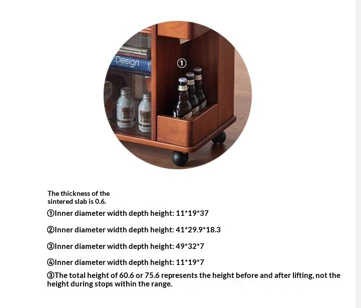 Poplar Solid Wood Elevating Rock Board Side Table