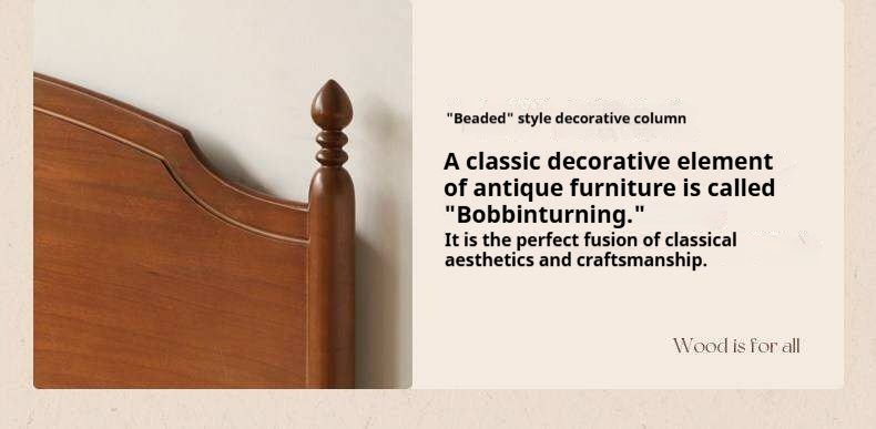 Poplar Solid Wood French Country Arched Panel Bed with Storage Base Box Bed