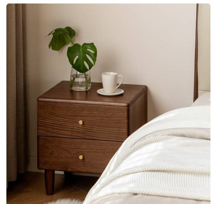 Black Walnut Solid Wood Italian Light Luxury Style Nightstand