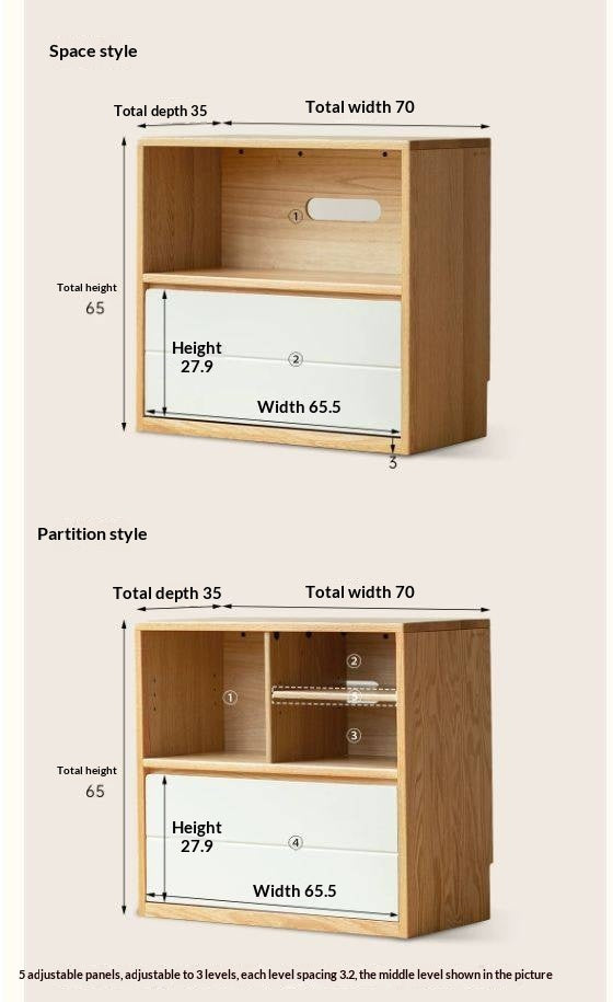 Oak Solid Wood Modular TV Cabinet System with Two-Tone Sliding Doors