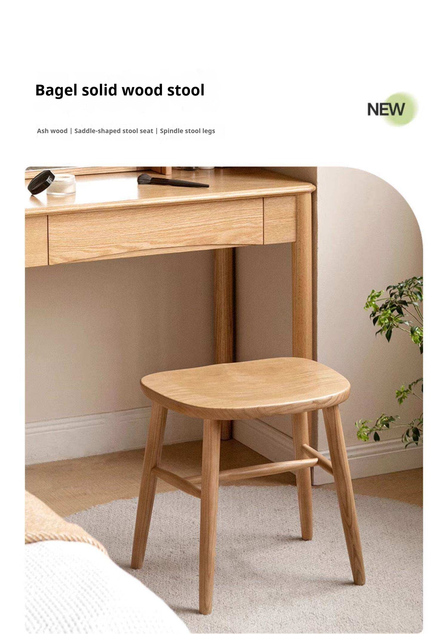 Ash, Oak, Cherry, Black Walnut, Beech Solid Wood Makeup Stool