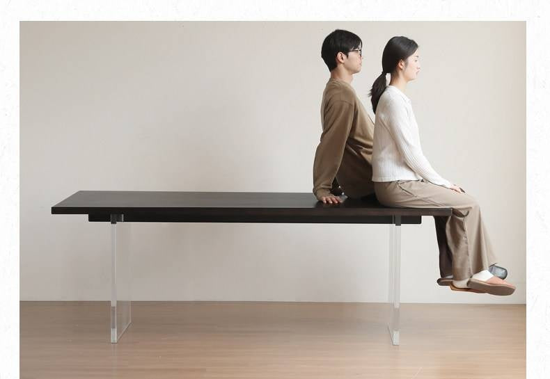 Ash Solid Wood Suspended wabi-sabi style black Dining Table