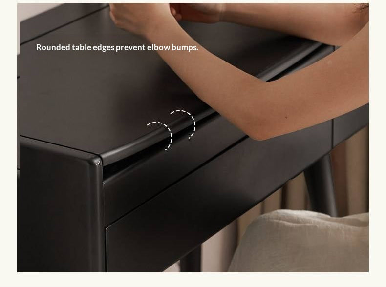 Solid RubberWood Black Vanity Table Mirror LED Touch