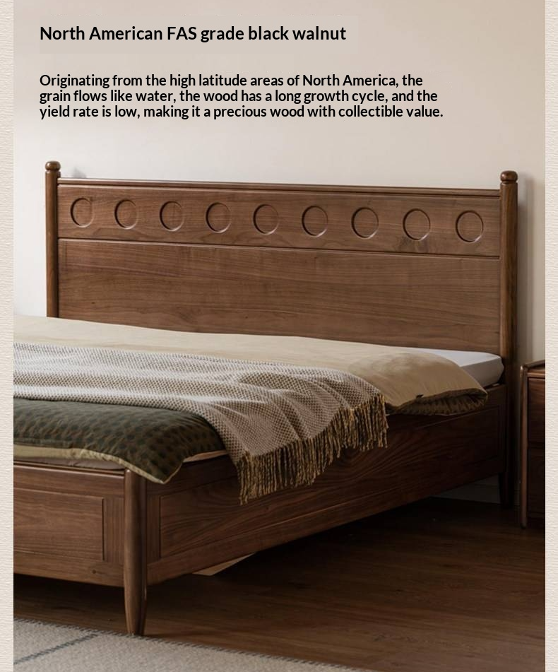 Black Walnut Solid Wood Box Bed — Italian Light Luxury Fully Openable Bed