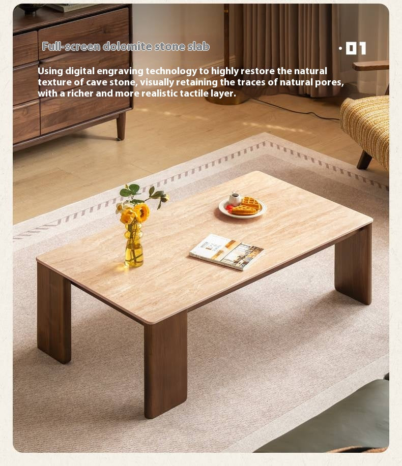 Black Walnut Solid Wood Rock Plate Tea Table