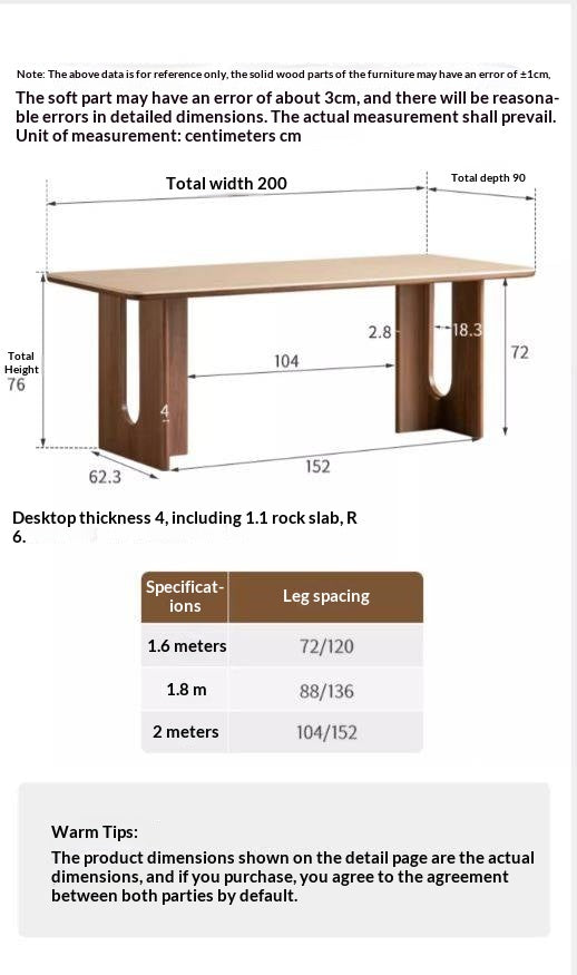 Black Walnut Solid Wood Light Luxury Style Rock Plate Dining Table