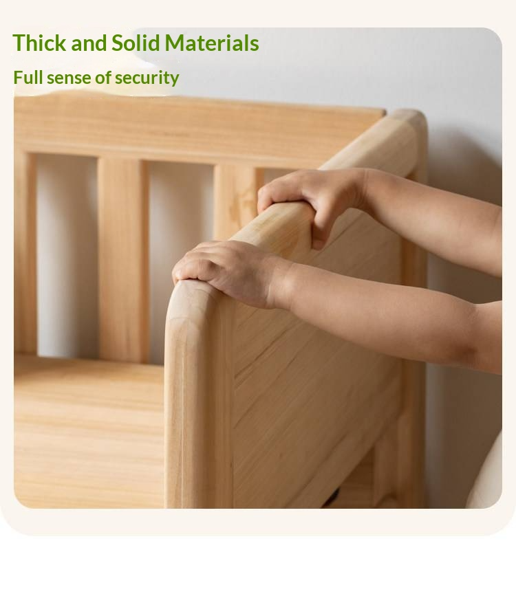 Poplar, Beech Solid Wood Children's Bed with Convertible Desk and Guardrail