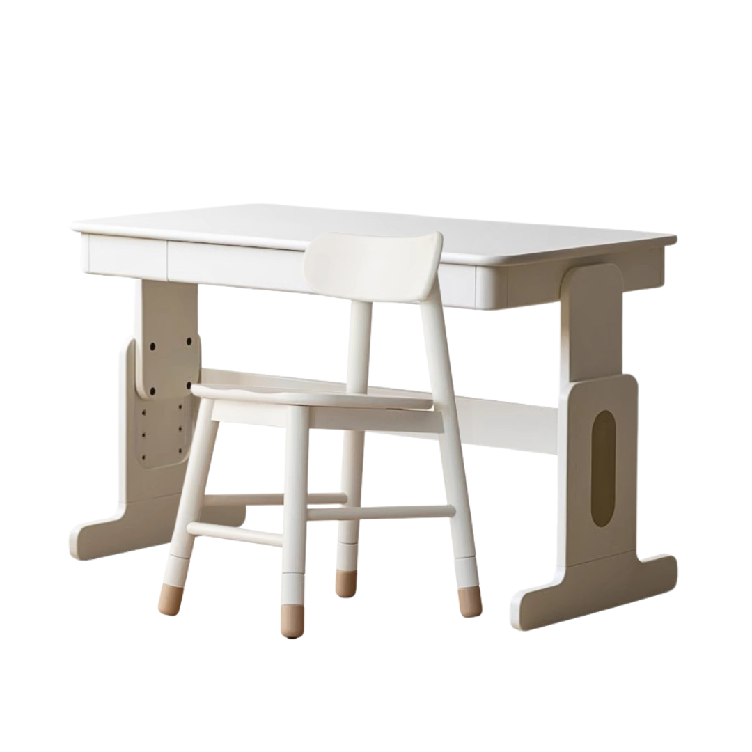 Poplar solid wood lift study desk adjustable white desk