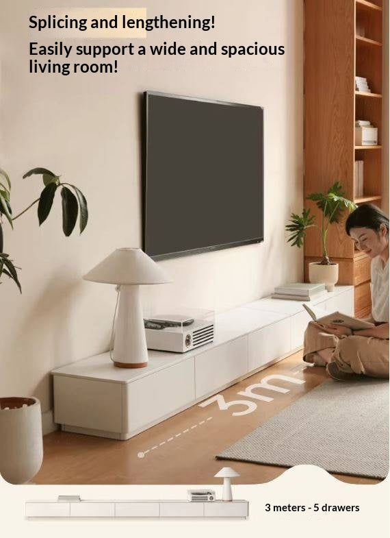 Solid RubberWood Floor Rock Plate TV Cabinet.