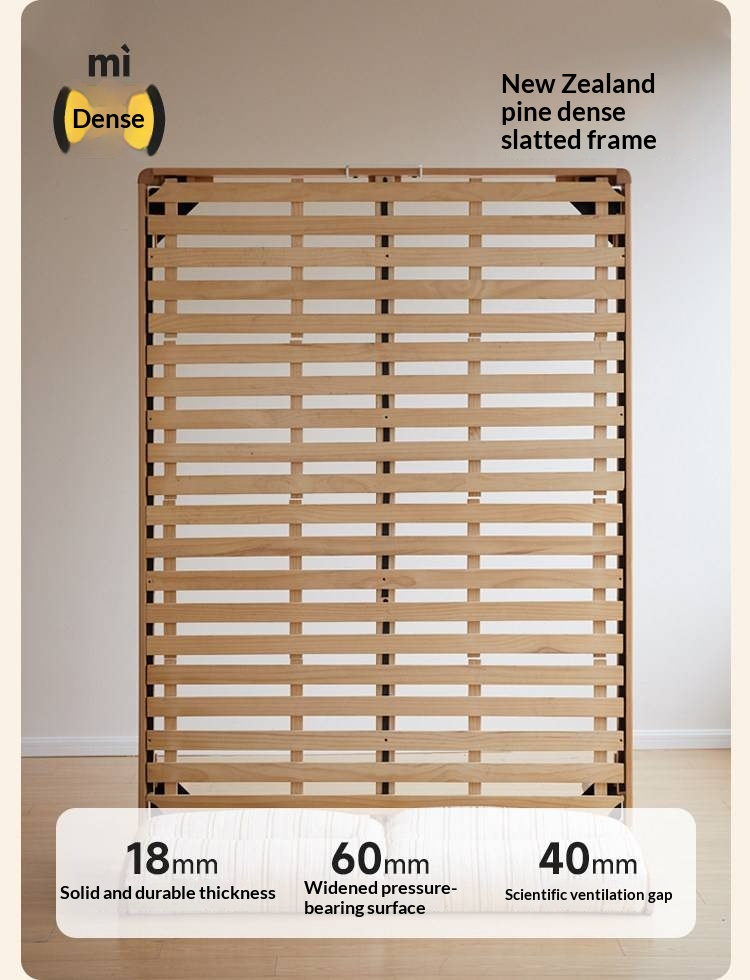 Beech Solid Wood Adjustable Height Kids Bed with Upholstered Segmented Headboard