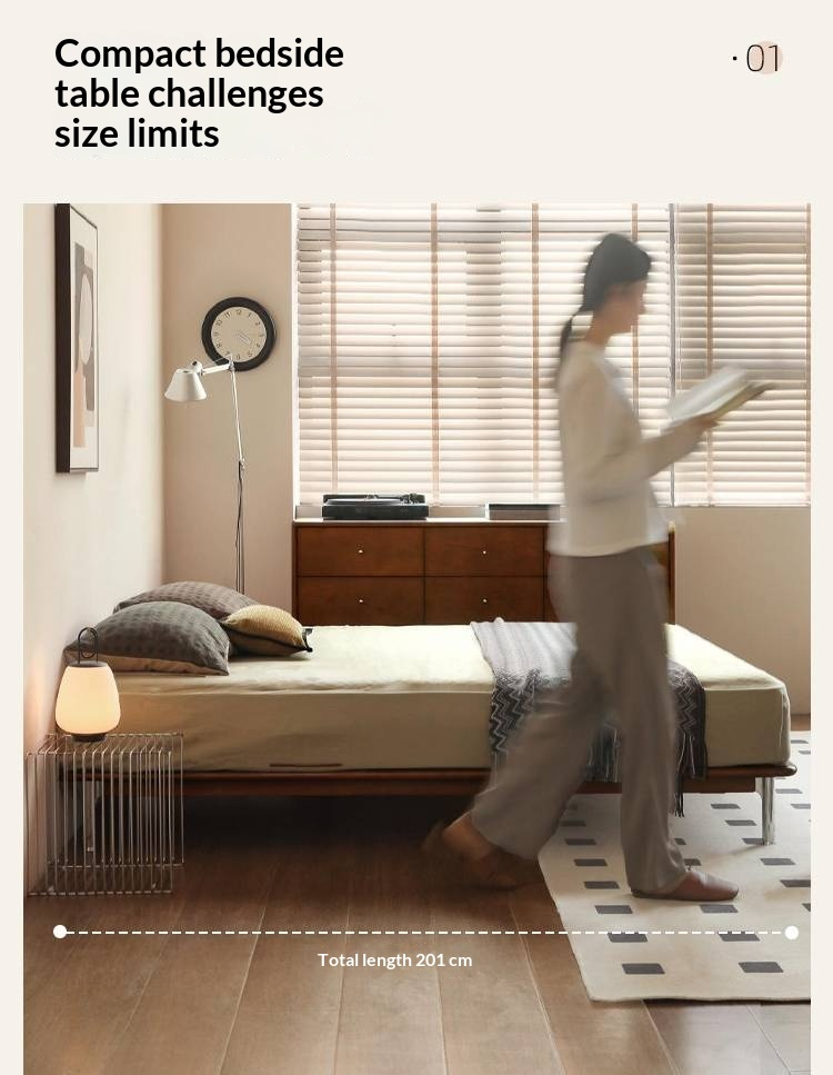 Poplar Solid Wood Platform Bed — No Headboard, Vintage Bauhaus Edge Style