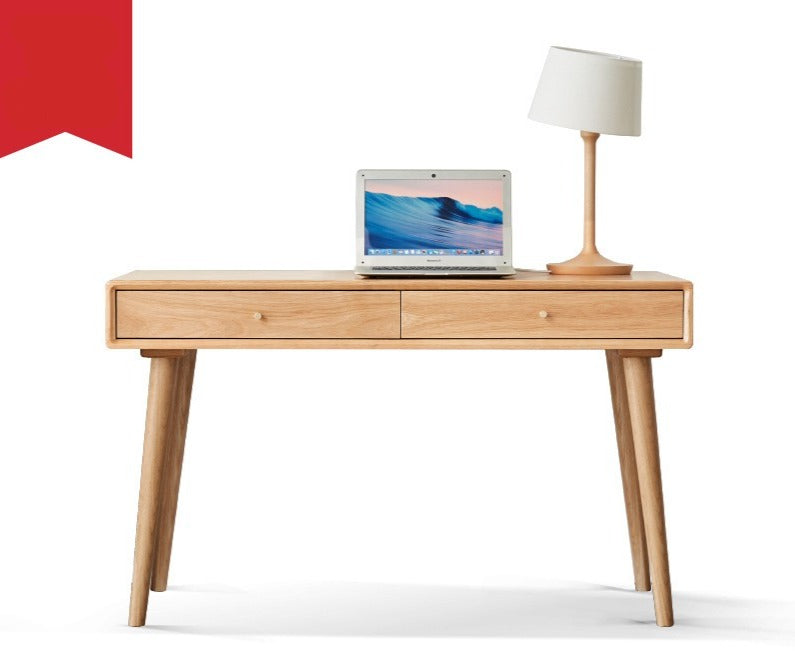 Bookshelf and office desk combination Oak solid wood"
