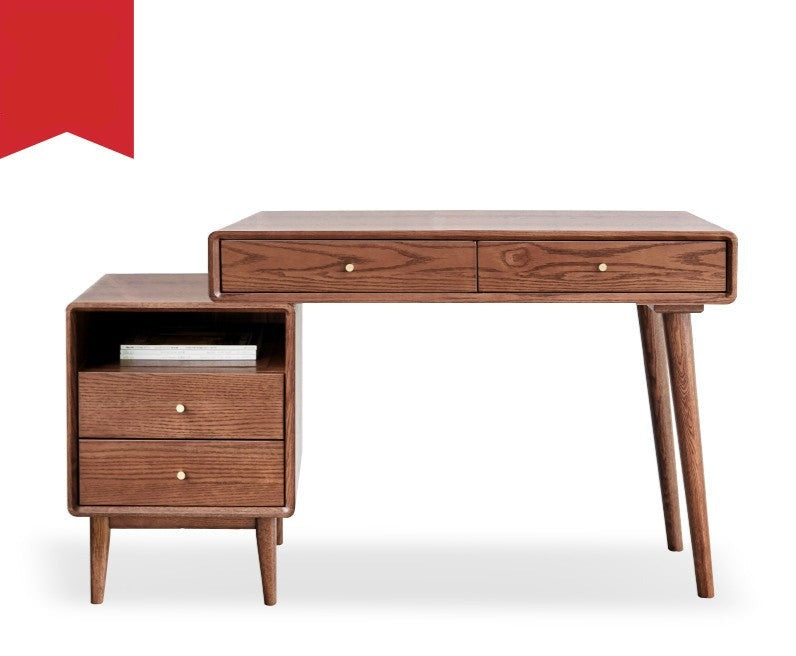 Oak solid wood Bookshelf and office desk combination: