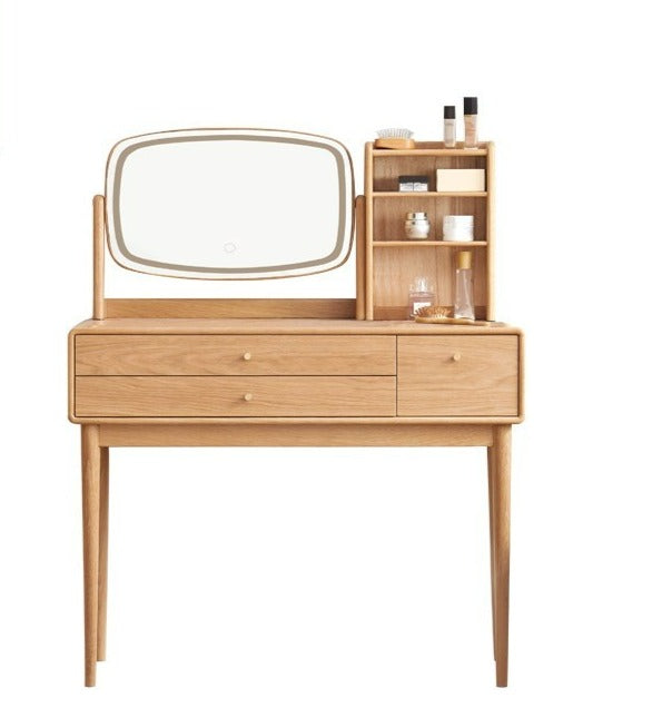 Dressing table lighted makeup mirror Oak solid wood"