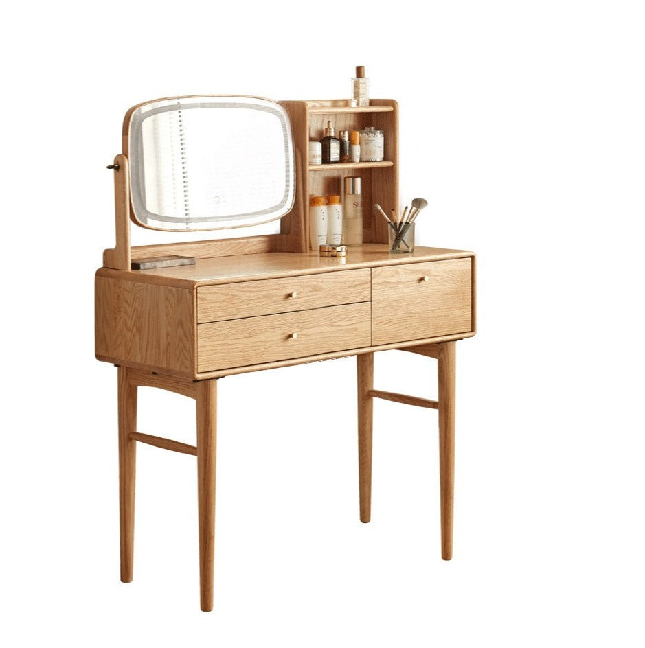 Oak solid wood Dressing table lighted makeup mirror: