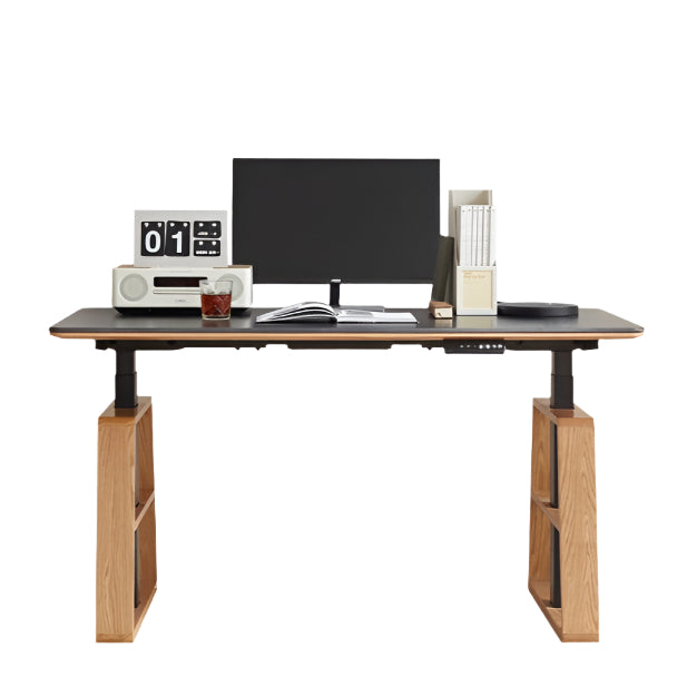 Oak Solid Wood Standing desk With Rock Slab Top