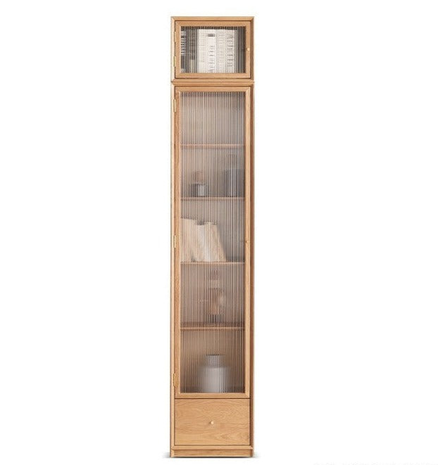 Narrow bookcase with doors wood"