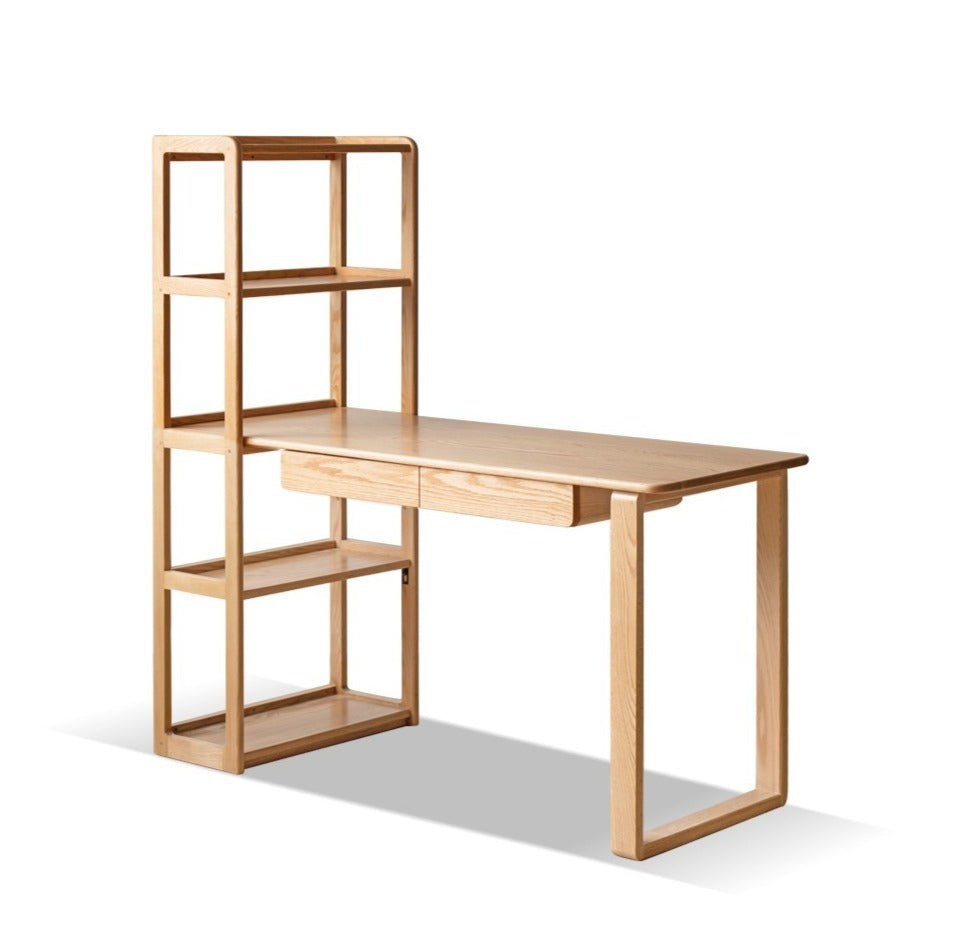 Office desk Single Leg & bookshelf Oak solid wood-