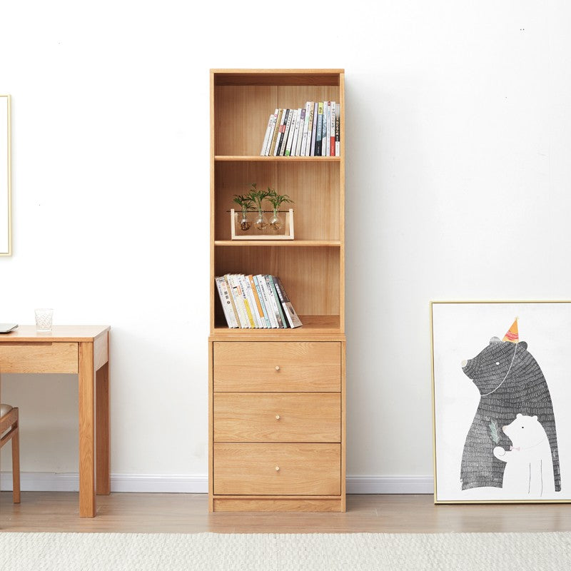 Floor-to-ceiling oak solid wood  bookshelf"