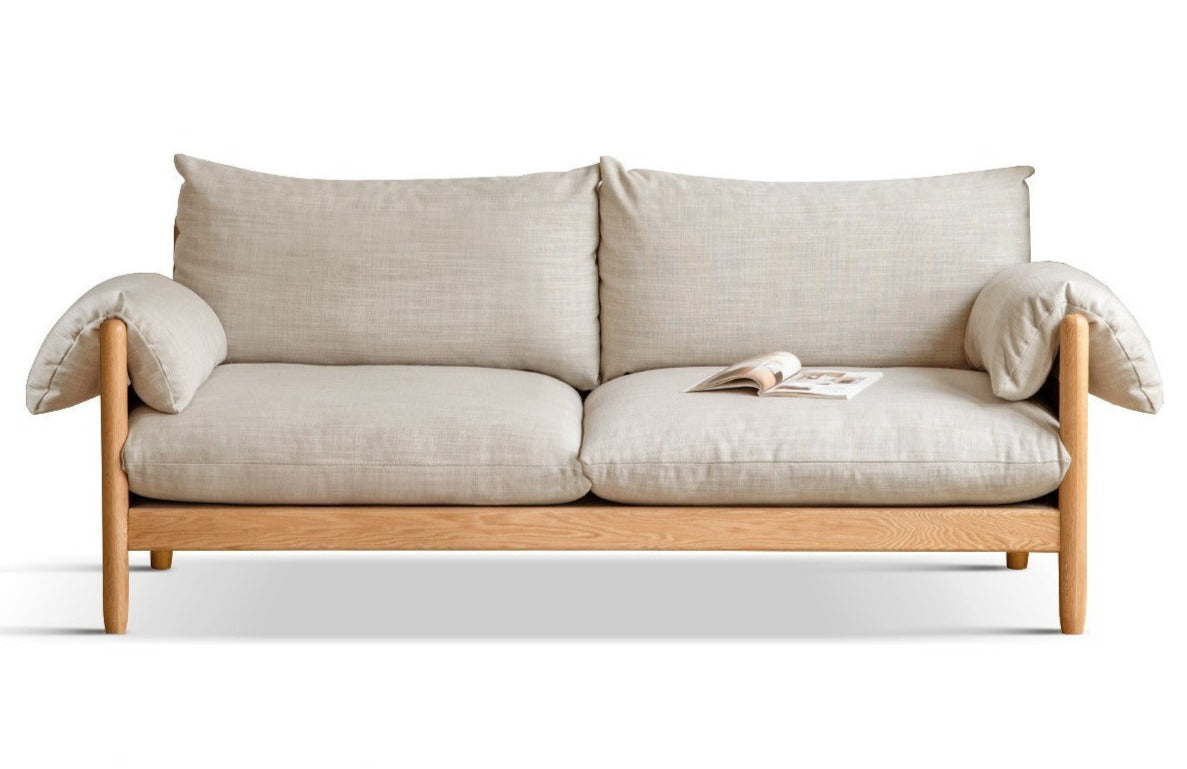 Oak solid wood fabric sofa"
