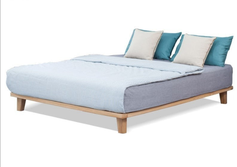 Oak solid wood tatami bed no headboard"