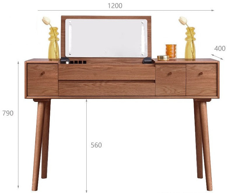 Dressing table Mirror LED touch light oak solid wood"+