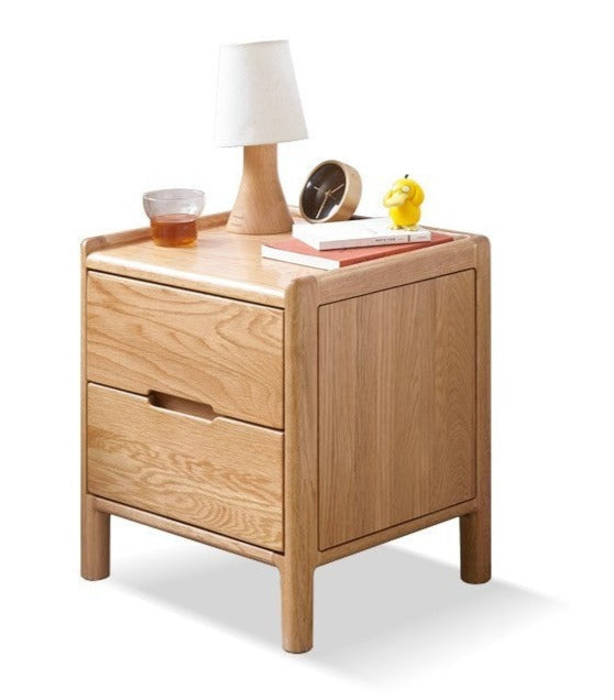 Nightstand with locker Oak solid wood"