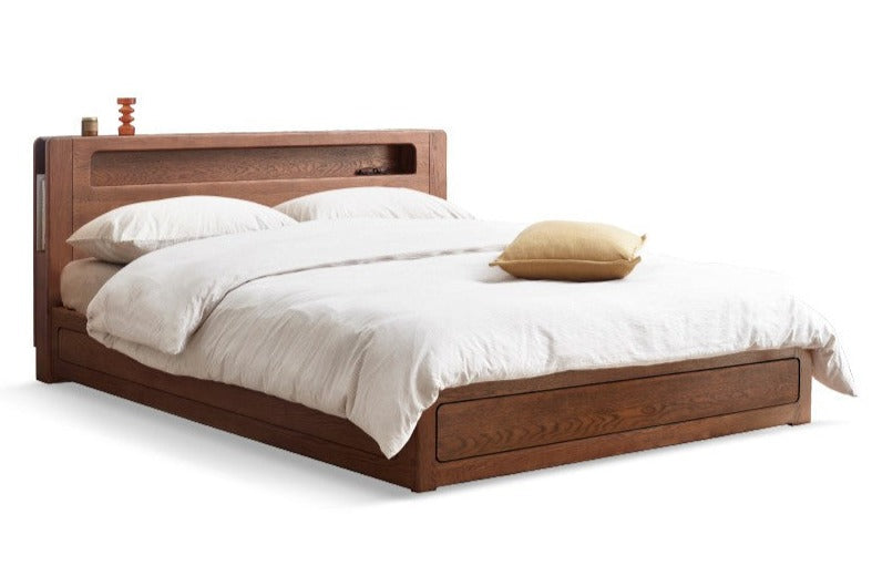 Luminous box bed Oak solid wood"