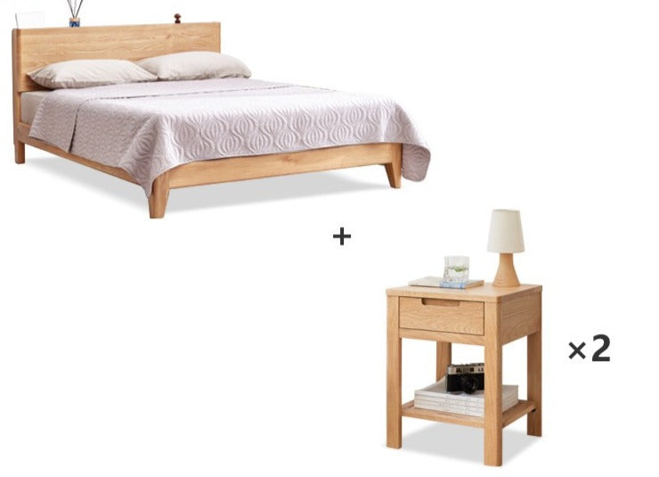 Bed Oak solid wood with LED light"