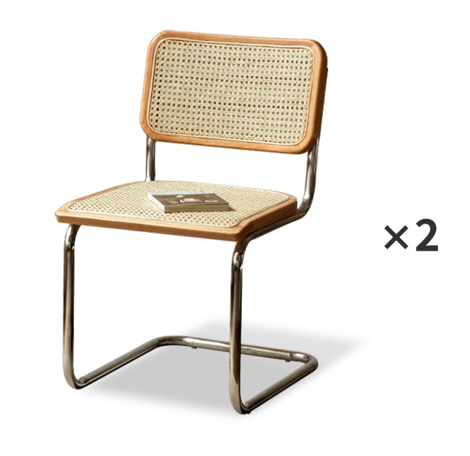 2 pcs set- Rattan Oak solid wood suspended chair-
