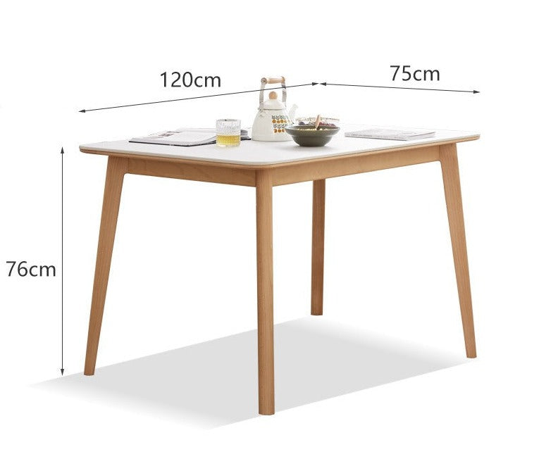 Dining Table with rock slab surface Ash solid wood-
