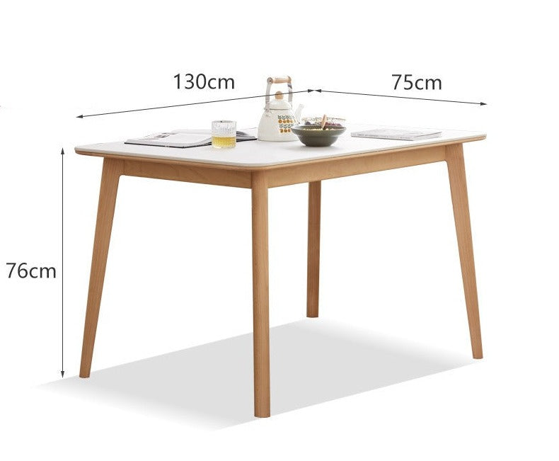Dining Table with rock slab surface Ash solid wood-