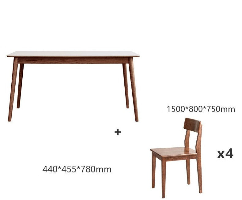 Dining Table with rock slab surface Oak solid wood"