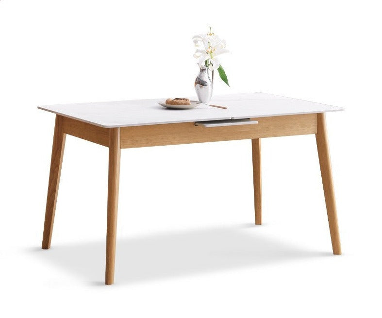 Folding dining table rock slab surface oak solid wood-