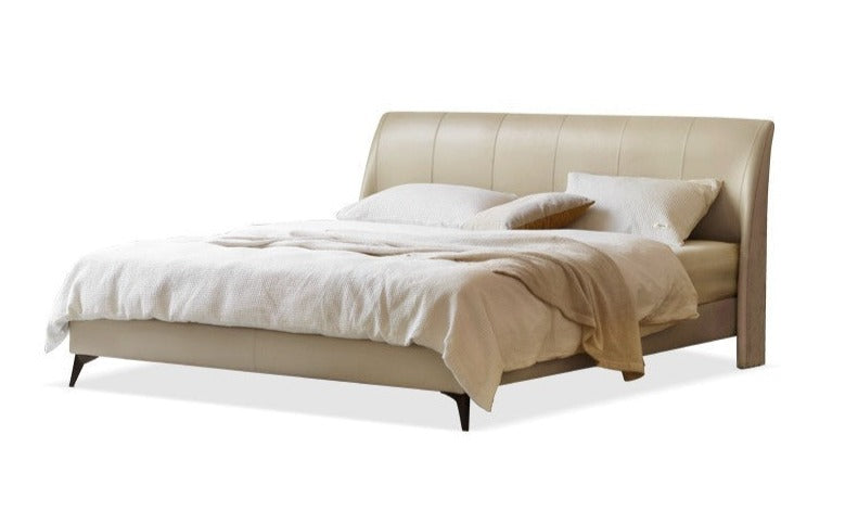 Yellow Cowhide Luxe wood Bed"