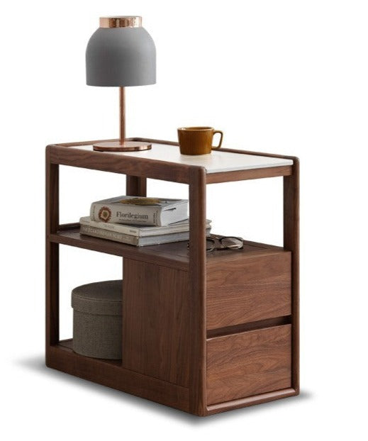 Side table Black Walnut solid wood with slate top