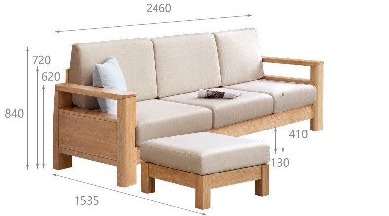Sofa Oak solid wood Cotton fabric+