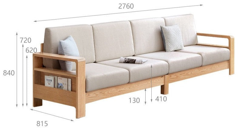 Sofa Oak solid wood Cotton fabric-
