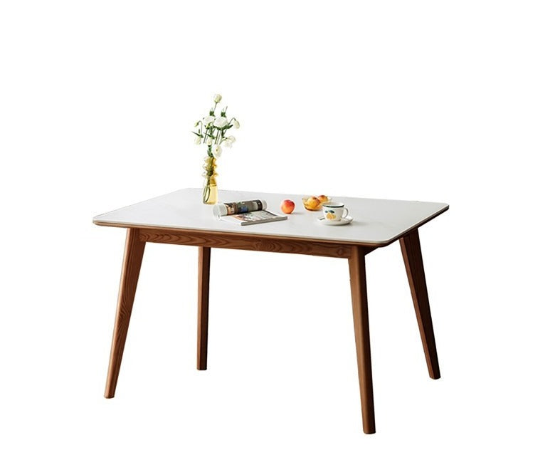 Ash solid wood Dining table with rock slab surface-