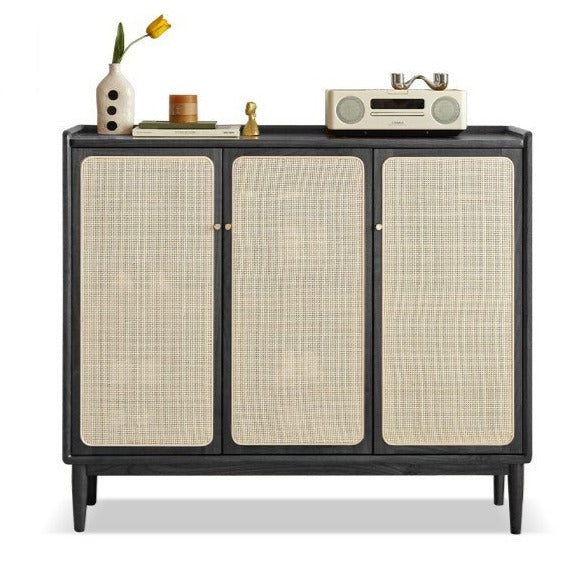 Solid wood Shoe cabinet, porch cabinet Rattan: