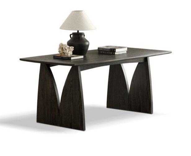 Oak Solid wood black dining table-